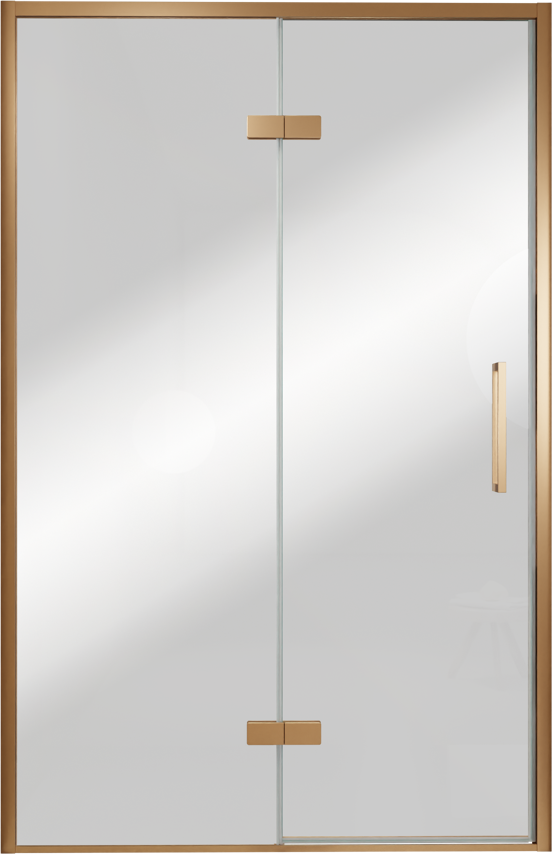 Balmani Senses Design douche draaideur links 140 cm x 210 cm Reflex spiegelglas, Brushed Rosegold profielen, met coating