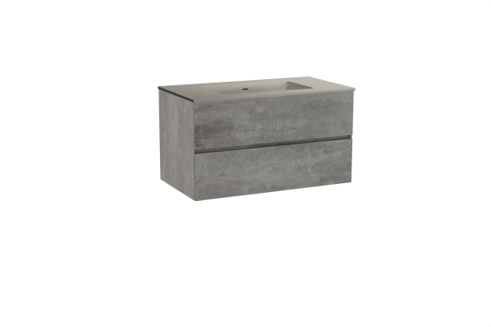 Storke Edge hängendes Möbelstück Set: 95 x 52 cm, Beton dunkelgrau, mit Diva Einzelwaschtisch, Top Solid Seidengrau