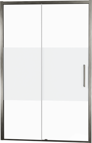 Balmani Senses Design porte coulissante à gauche 160 cm x 210 cm verre transparent avec bande mate, Profil Brushed GunMetal