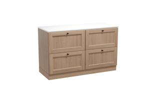 Balmani Lemon meuble salle de bains à poser 135 x 55 cm chêne vieilli avec Stretto tablette simple ou double en solid surface blanc mat