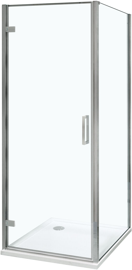 Luca Varess Nona douchehoek met draaideur met vaste zijwand 90 x 90 cm helder glas glanzend chroom profiel