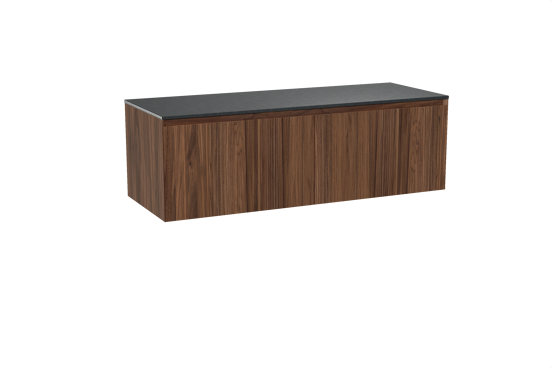 Balmani Idra meuble salle de bains suspendu 150 x 55 cm noyer avec Stretto tablette simple ou double en granit noir