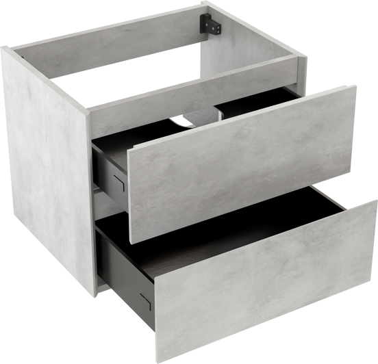 Storke Edge meuble sous-lavabo suspendu 60 x 46 cm béton gris argent 2 tiroirs