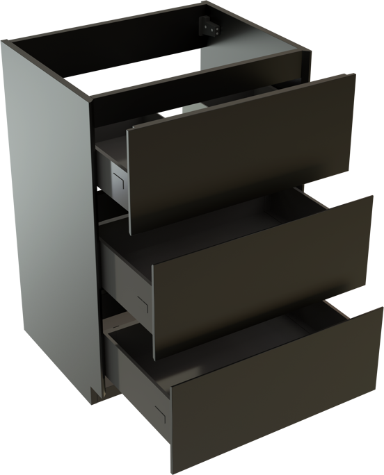 Storke Edge meuble sous-vasque a poser 60 x 46 cm noir mat 3 tiroirs