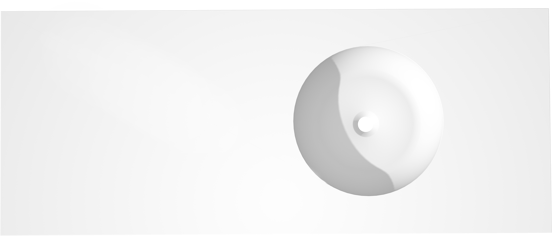 Balmani Tablo Still asymmetrisch rechtse wastafel matte Solid Surface 135 x 55 cm