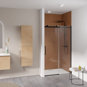 Luca Varess Boltano Dusche Schiebetür 130 cm x 200 cm Klarglas matt Schwarz profil