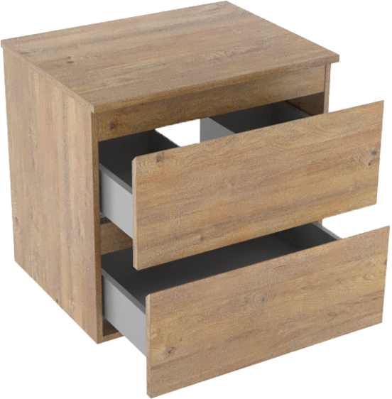 Linie Lado hängendes Möbelstück Set: 60 x 46 cm, Naturbelassene Eiche, mit Lado Einzel Waschtischplatte, Melamin Naturbelassene Eiche