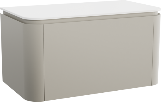 Balmani Moon meuble salle de bains suspendu 100 x 55 cm soie grise avec Moon tablette simple en solid surface blanc mat