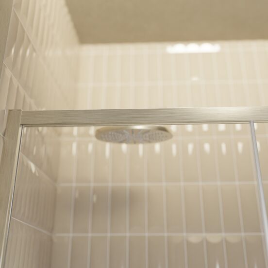 Balmani Senses Design douche schuifdeur omkeerbaar 180 cm x 210 cm Helder glas, Brushed CoolMetal profielen