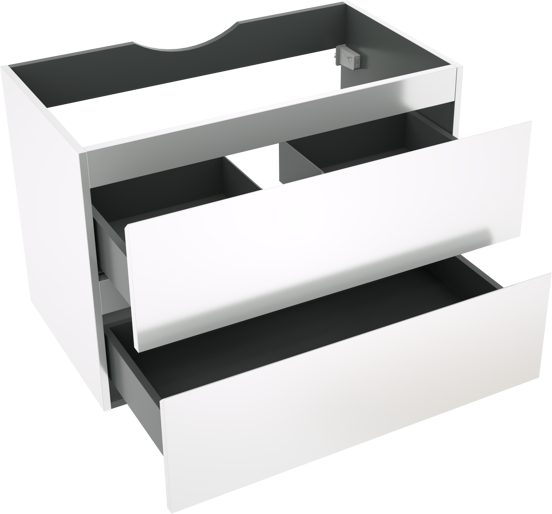 Linie Lado meuble sous-vasque suspendu 80 x 46 cm blanc brillant 2 tiroirs