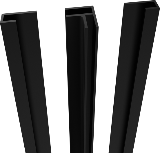 Linie Plato jeu de profilés panneaux muraux 210 cm noir mat Noir mat