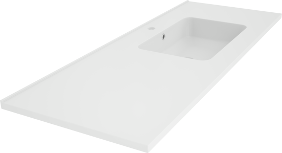 Linie Vano plan vasque asymétrique à droite marbre composite mat 120 x 46 cm