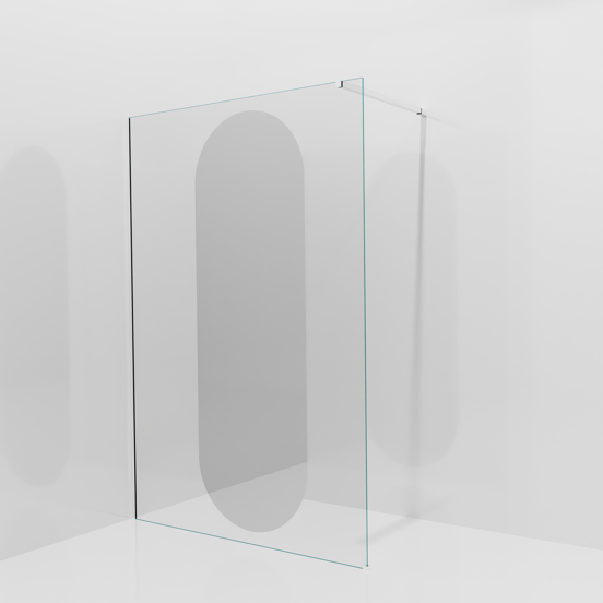 Balmani Modular Walk-In Dusche: 140 x 200 cm, Reflex-Spiegelglas Oval, Profil Chrom glänzend