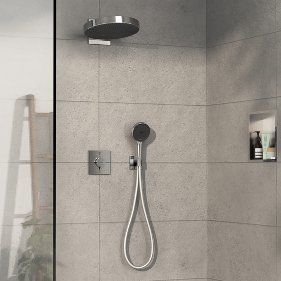 Hansgrohe Showerselect Comfort E Thermostat-Duscharmatur: Unterputz, für 2 Verbraucher, Chrom glänzend