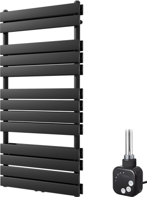 Vipera Vulcan Doppel Handtuchheizkörper 60 x 123 cm Elektrische Heizung Schwarz matt Seiten- und Mittelanschluss 1000W, inkl. Widerstand 