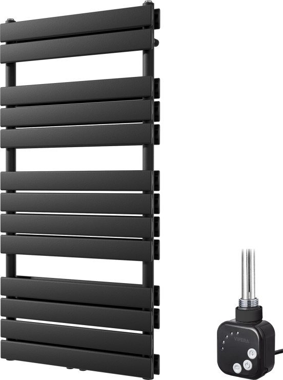 Vipera Vulcan sèche-serviettes Doublé 60 x 123 cm chauffage électrique noir mat raccordement latéral et central possible 1000W, résistance incluse