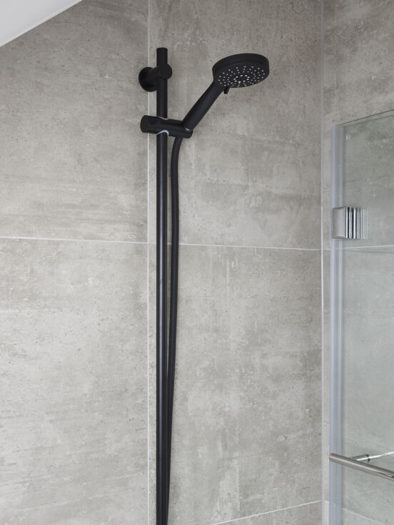 Blaufoss Round barre de douche 100 cm avec douchette 10 cm 3 fonctions noir mat