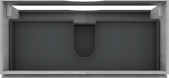 Linie Lado hängender Waschbeckenunterschrank: 100 x 46 cm, Beton dunkelgrau, 2 Schubladen