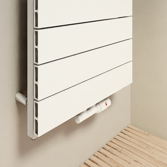Vipera Teide enkele handdoekradiator 50 x 180 cm zowel elektrisch als cv mogelijk mat wit zij- en middenaansluiting 1017W