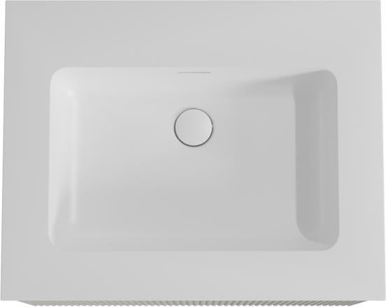 Storke Ribs meuble salle de bains suspendu 65 x 52 cm soie grise avec Mata plan simple en solid surface blanc mat, Nervure droite symétrique verticale