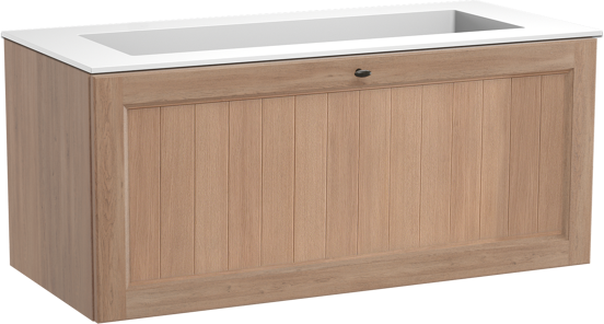 Balmani Lemon meuble salle de bains suspendu 120 x 55 cm chêne vieilli avec Tablo Stretto lavabo simple pour 2 trous de robinet en solid surface blanc mat