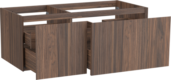 Balmani Idra zwevende wastafelonderkast 120 x 55 cm asymmetrisch rechts fineer notelaar 4 lades