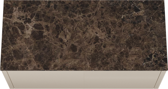 Balmani Eclips meuble salle de bains suspendu 120 x 55 cm Sandbeige avec Stretto tablette simple ou double en Dark Emperador marbre, Nervure droite symétrique verticale