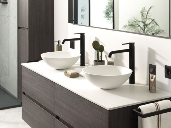 Storke Tavola enkel of dubbel wastafelblad matte Solid Surface 150 x 52 cm