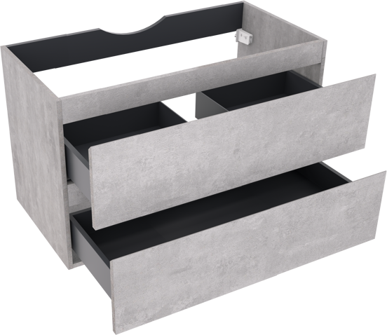 Linie Lado meuble sous-vasque suspendu 90 x 46 cm béton gris foncé 2 tiroirs