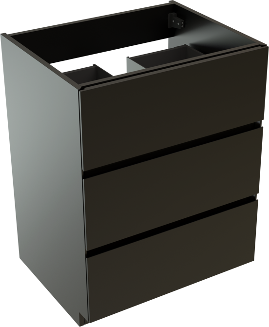 Storke Edge meuble sous-vasque a poser 65 x 52 cm noir mat 3 tiroirs