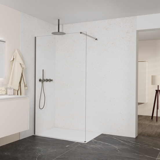 Balmani Modular douche à l'italienne: 120 x 200 cm, Verre transparent, avec coating, Profil Brushed GunMetal