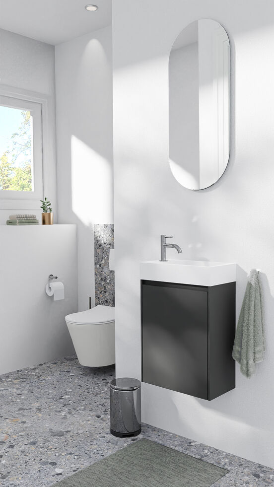 Storke Edge zwevend toiletmeubel 40 x 22 cm mat wit met Fada wastafel in matte Solid Surface