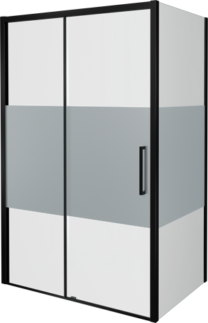 Balmani Senses Design douchehoek met linkse schuifdeur en vaste zijwand, 160 x 90 cm, Helder glas met matte strook, Mat zwart profielen