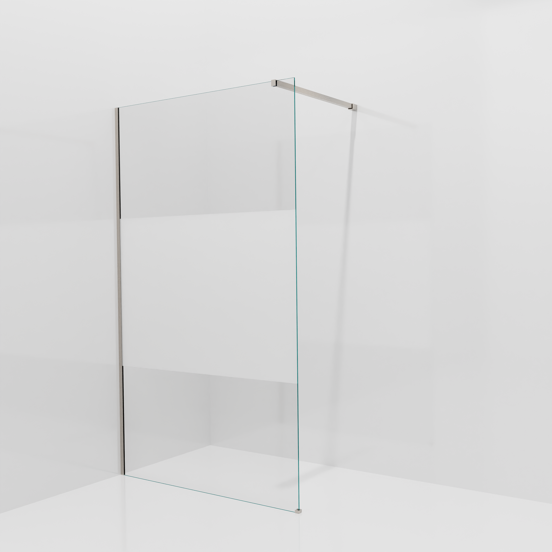Balmani Modular inloopdouche: 120 x 200 cm, Helder glas met matte strook met coating, Brushed CoolMetal profielen