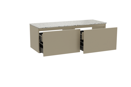 Balmani Sfera meuble salle de bains suspendu 150 x 55 cm dune avec Stretto tablette simple ou double en blanc/noir mat terrazzo