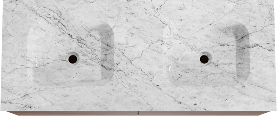 Balmani Mitra meuble salle de bains suspendu 135 x 55 cm noyer avec Tablo Arcato double vasque en marbre carrara