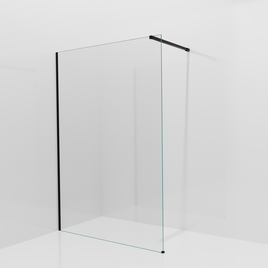Balmani Modular Walk-In Dusche: 140 x 200 cm, Klarglas, inklusive Coating, Profil Schwarz matt