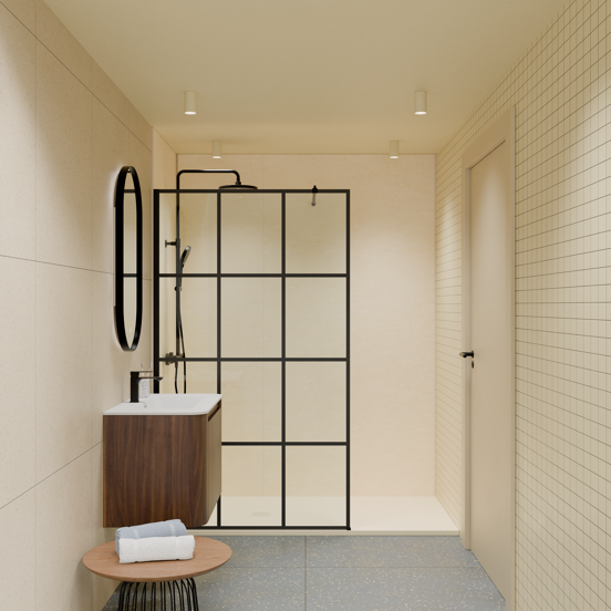Luca Varess Suite Set revêtement mural de douche 2 x 120 x 260 cm, SPC, Dizzy cream