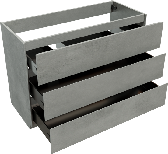Storke Edge meuble sous-vasque a poser 120 x 52 cm béton gris foncé 3 tiroirs 2 découpés de siphon