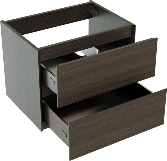 Storke Edge zwevende wastafelonderkast 60 x 46 cm donkere eiken 2 lades