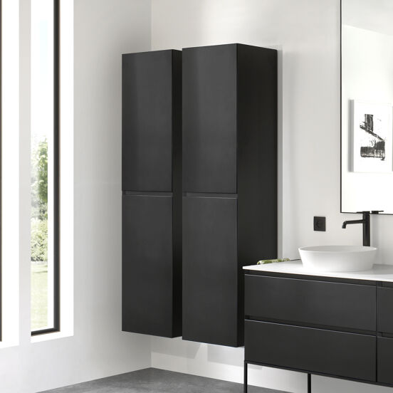Balmani Mitra/Idra Badhochschrank: Hängend, Schwarz matt, 45 x 35 x 169 cm