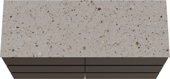 Balmani Lucida freistehendes Möbelstück Set: 150 x 55 cm, Schwarze Eiche, mit Stretto Einzel- oder Doppel Waschtischplatte, Terrazzo in Greige