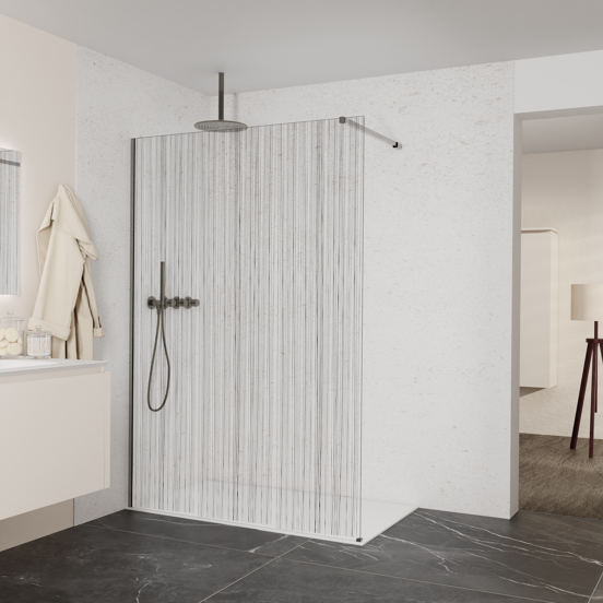 Balmani Modular Walk-In Dusche: 140 x 200 cm, Mikado, inklusive Coating, Profil Brushed GunMetal