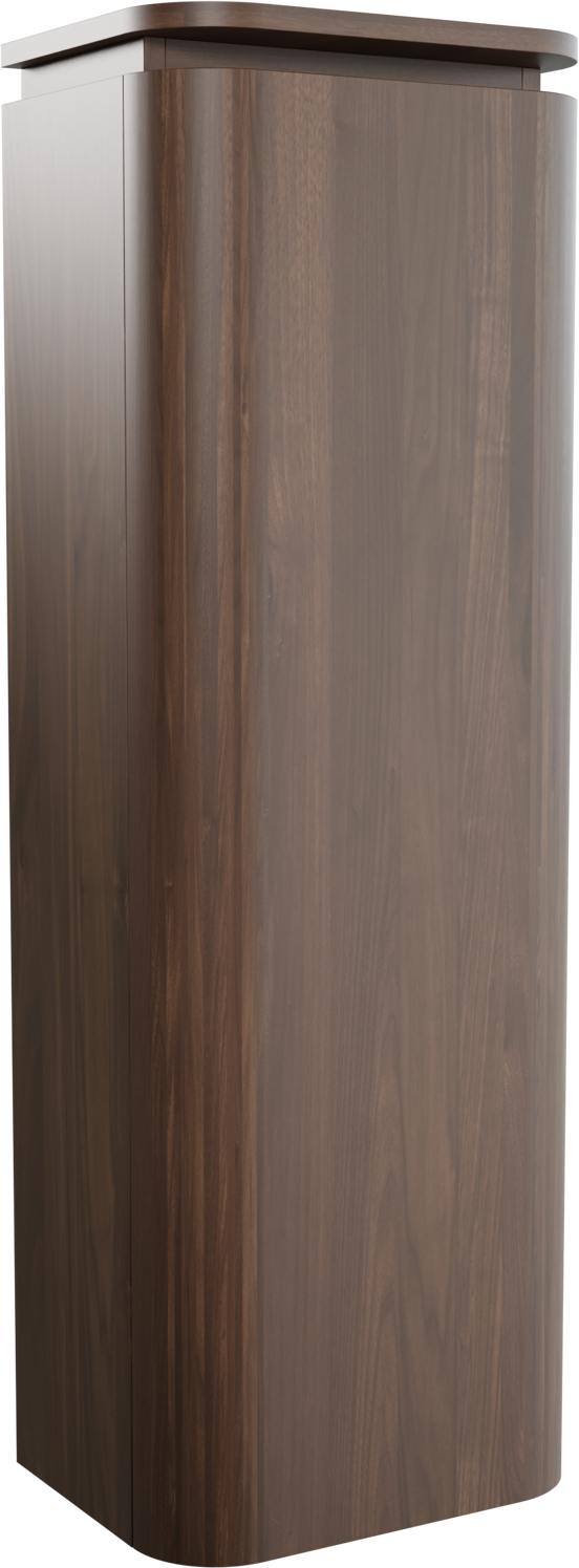 Balmani Moon Badhochschrank: Hängend, links, Amerikanischer Nussbaum, 44 x 32 x 130 cm