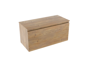 Linie Lado hängendes Möbelstück Set: 100 x 46 cm, Naturbelassene Eiche, mit Lado Einzel- oder Doppel Waschtischplatte, Melamin Naturbelassene Eiche