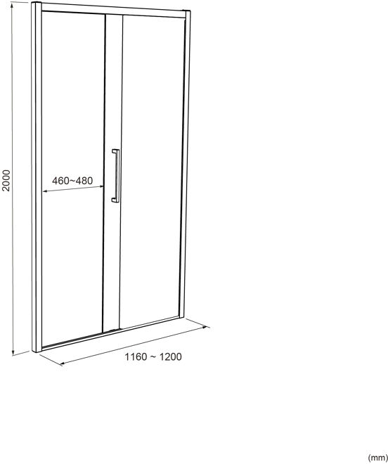 Luca Varess Senses rechtse douche schuifdeur 120 x 200 cm Lined glas mat zwart profiel