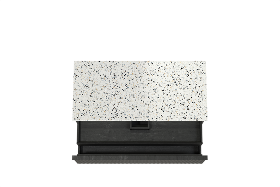 Balmani Forma meuble salle de bains suspendu 120 x 55 cm chêne noir avec Stretto tablette simple ou double en blanc/noir mat terrazzo, Nervure droite symétrique verticale