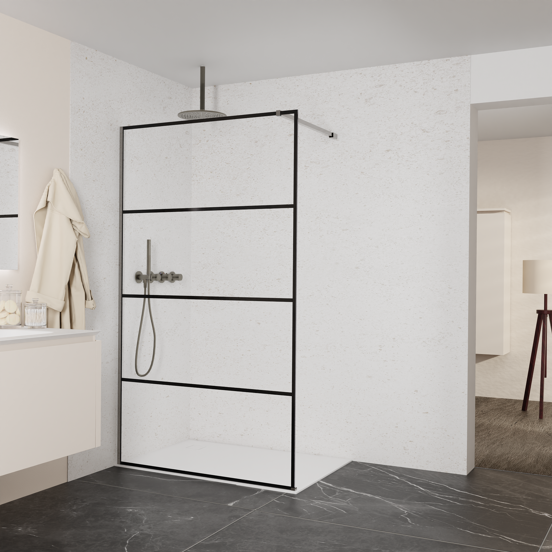 Balmani Modular douche à l'italienne: 120 x 200 cm, Lined, Profil Brushed GunMetal