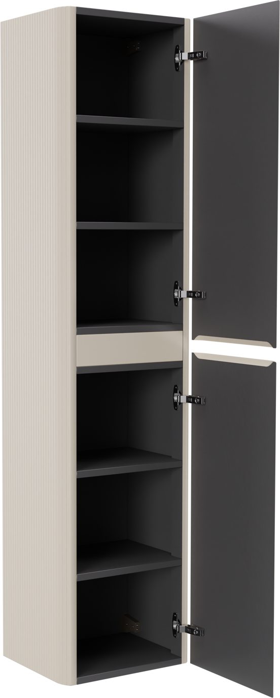 Storke Soft hängender Hochschrank Sand matt 40 x 35 x 170 cm, Vert. Sym. Rippe