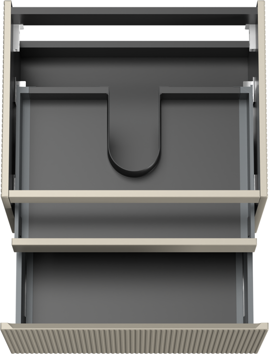 Storke Ribs meuble sous-vasque suspendu 65 x 52 cm soie grise 2 tiroirs